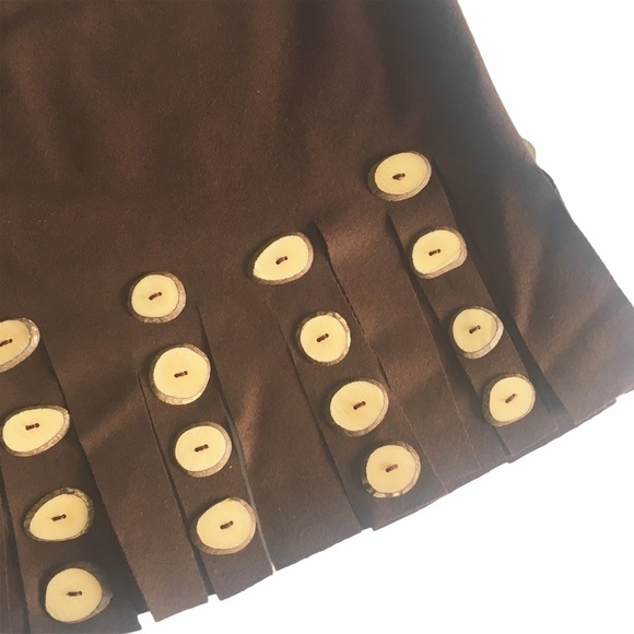Vintage: Moschino Cheap + Chic 𖠌 Nuts Skirt 𖠌 Chocolate Wool Wood Chip Fringe - Picture 4 of 12